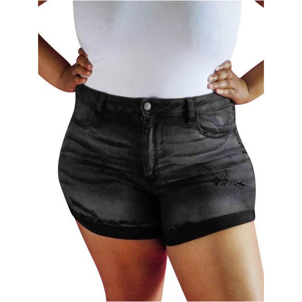 See Me High-Waist Black Stone Wash Shorts-Clozit Essentials