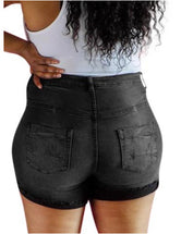 See Me High-Waist Black Stone Wash Shorts-Clozit Essentials