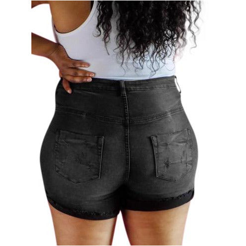 See Me High-Waist Black Stone Wash Shorts-Clozit Essentials